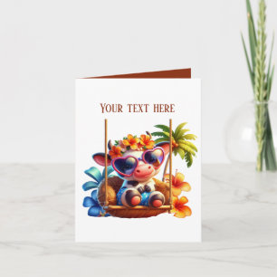 Cute beach cow customizable card
