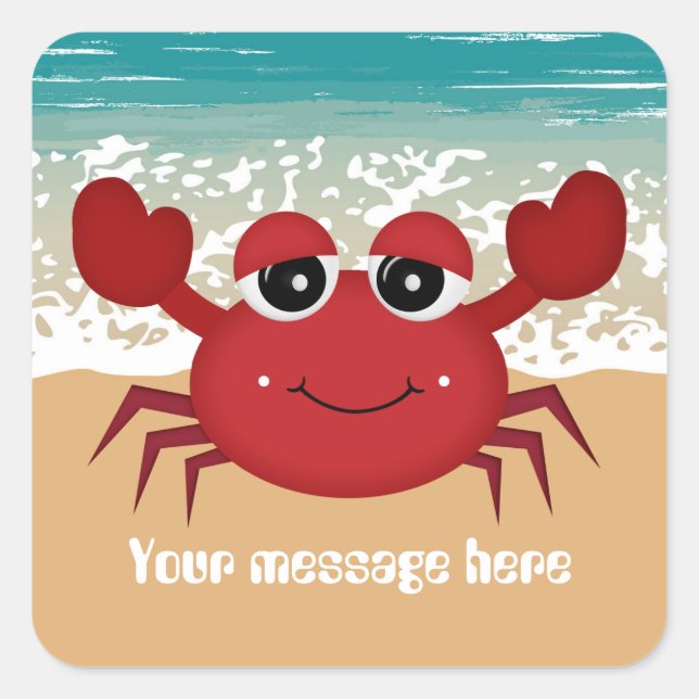 Cute beach crab add message sticker (Front)