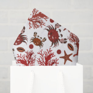 Cute beach crab tiled pattern party tissue paper