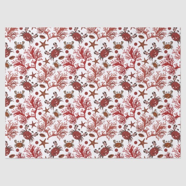 Cute beach crab tiled pattern party tissue tissue paper (Front)