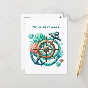 Cute beach customizable Nautical mix Postcard