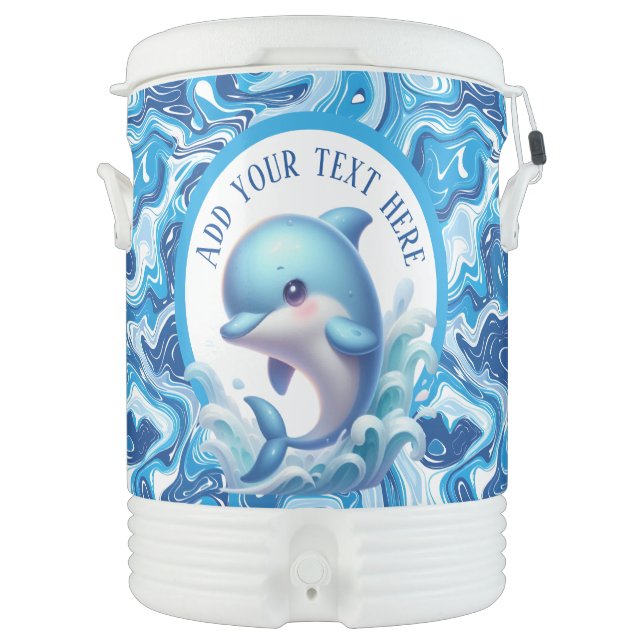 Cute Beach Dolphin customizable Beverage Cooler (Front)