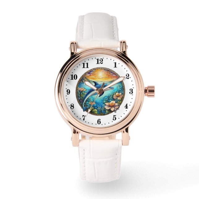 Cute beach dolphin ladies watch (Front)