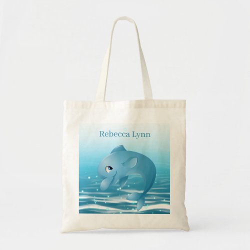 cute beach dolphin lovers add name Tote Bag