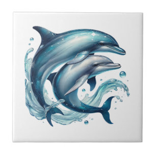 Cute beach dolphin lovers ceramic tile