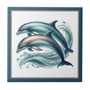 Cute beach dolphin lovers ceramic tile