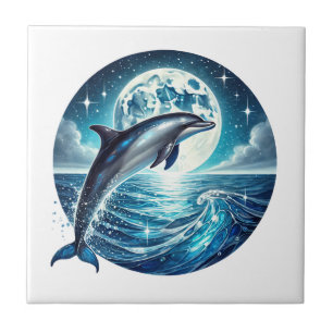 Cute beach dolphin lovers ceramic tile