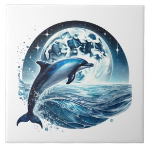 Cute beach dolphin lovers ceramic tile