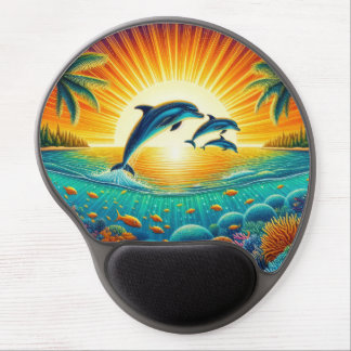 Cute beach dolphin lovers gel mouse pad