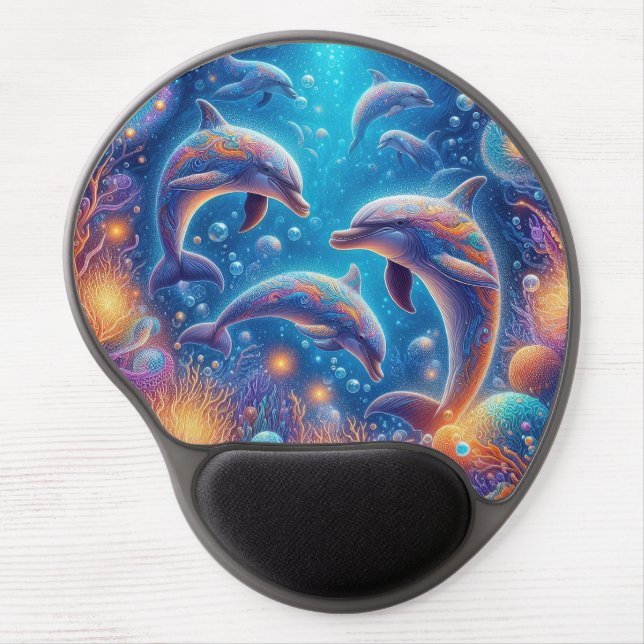 Cute beach dolphin lovers  gel mouse pad (Front)