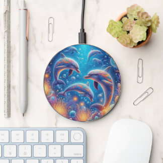 Cute beach dolphin lovers wireless charger