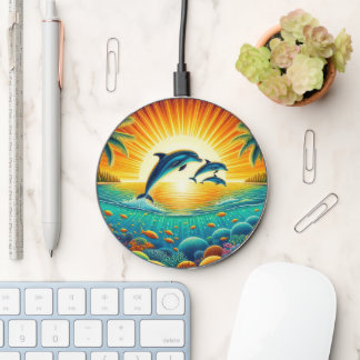 Cute beach dolphin lovers wireless charger
