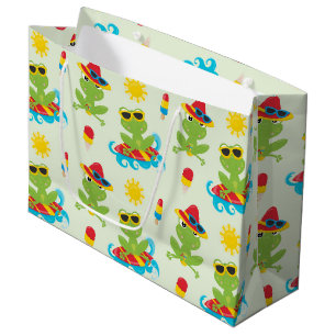 cute beach frogs pattern party large gift bag
