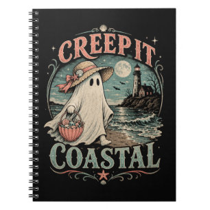 Cute Beach Ghost Spooky Coastal Halloween Notebook