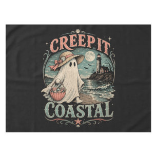 Cute Beach Ghost Spooky Coastal Halloween Tablecloth