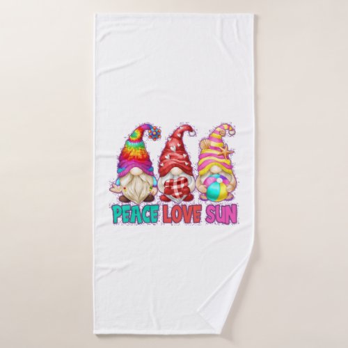 Cute Beach Gnome For Hippie Funny Peace Love Sun   Bath Towel