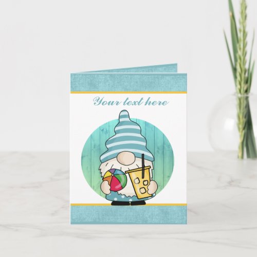 cute beach gnome personalize note card