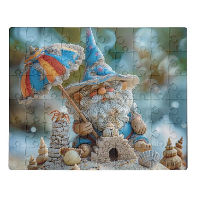 Cute beach gnome with an umbrella jigsaw puzzle (Puzzle Horizontal)