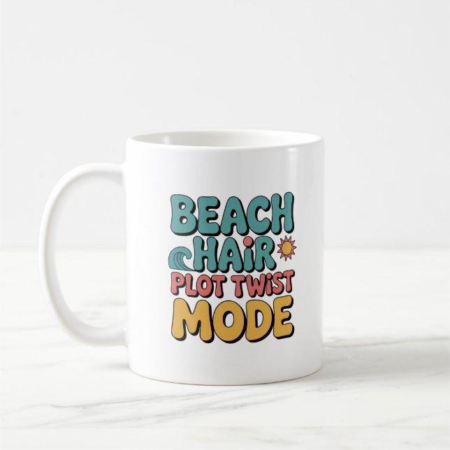 Cute Beach Hair Plot Twist Bookish Reader Coffee Mug (Left)