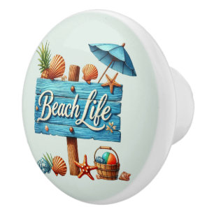 Cute beach house beach life sign ceramic knob
