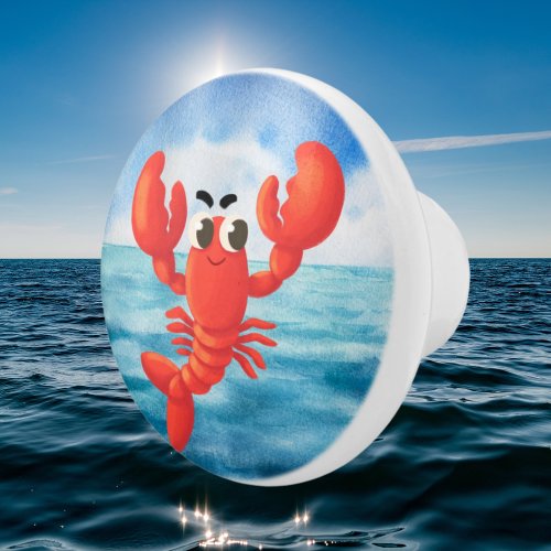 cute beach house lobster lover decor ceramic knob