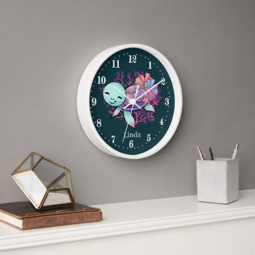 cute beach house sea turtle lovers add name clock