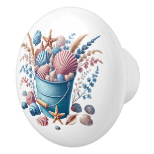 Cute beach house seashells ceramic knob