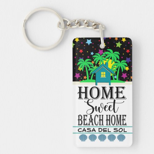 CUTE BEACH HOUSE See Both Sides Keychain