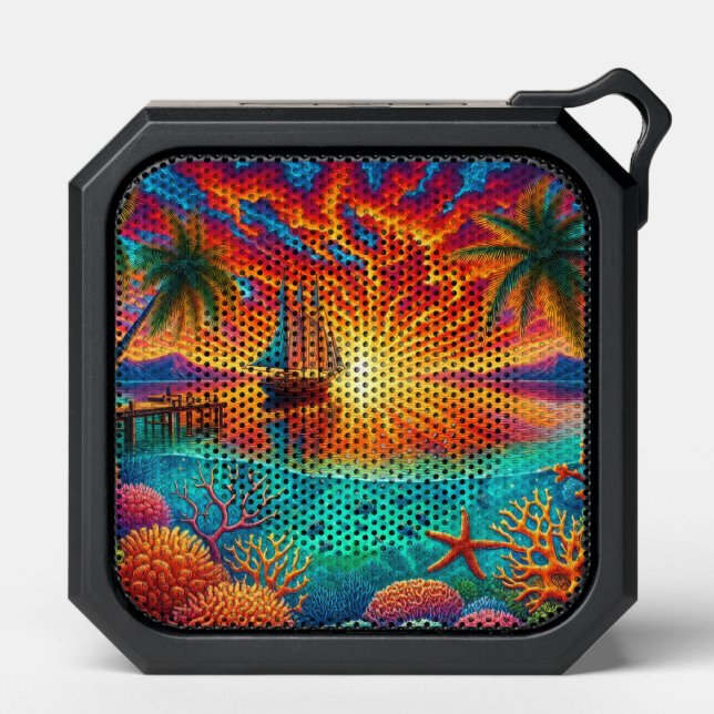 Cute beach lovers ship  bluetooth speaker (Front)