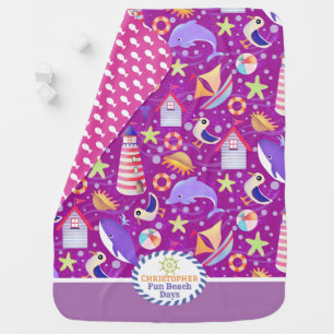 Cute Beach Magenta baby blanket