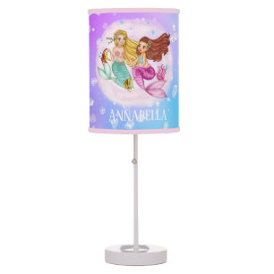 cute beach mermaid add name kids Table Lamp
