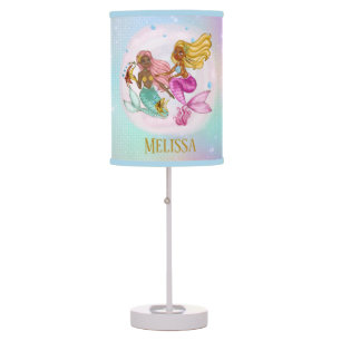 cute beach mermaid add name kids Table Lamp