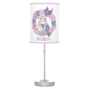 cute beach mermaid add name Table Lamp