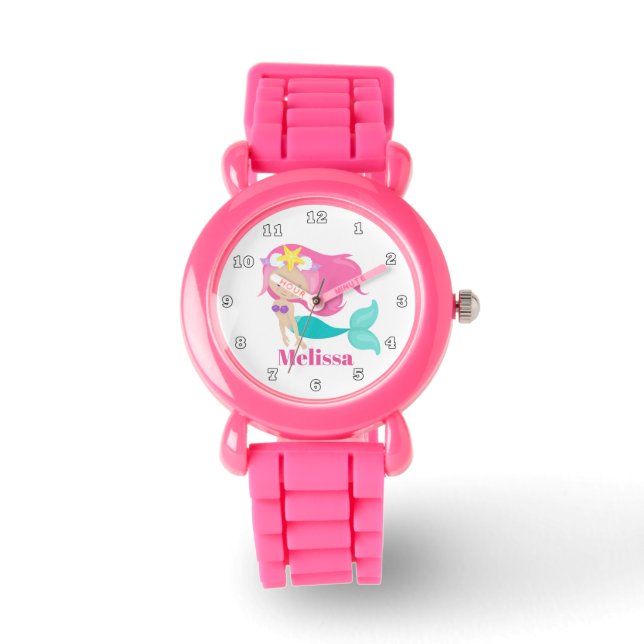 Cute beach mermaid add name watch (Front)
