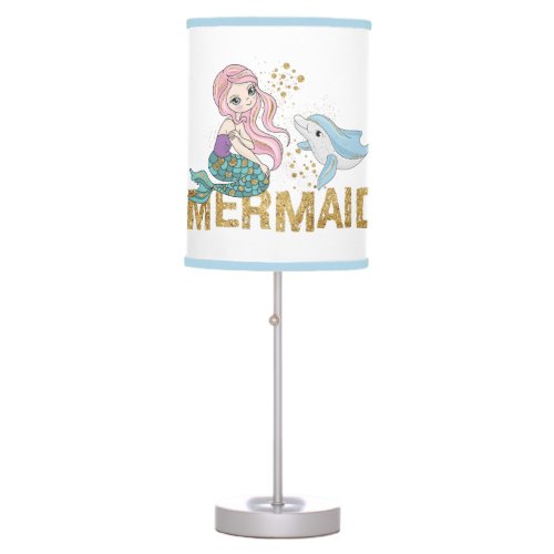 cute beach mermaid and dolphin table lamp
