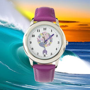 cute beach mermaid girls watch