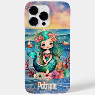 cute beach mermaid lovers add name Case-Mate iPhone 14 pro max case