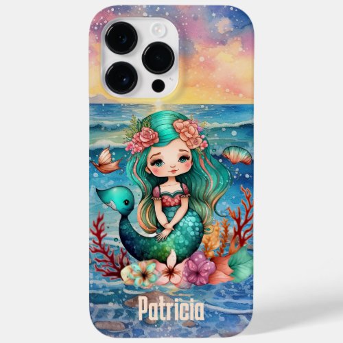 cute beach mermaid lovers add name Case_Mate iPhone 14 pro max case
