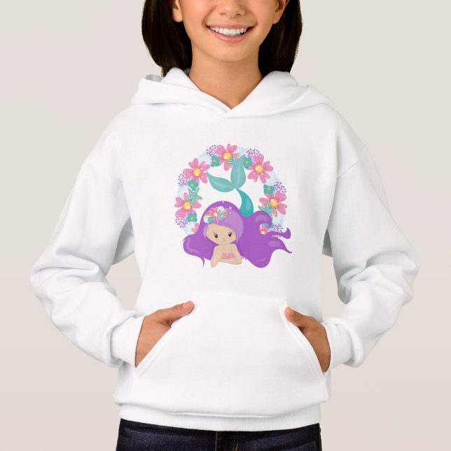cute beach mermaid lovers girls hoodie (Front)