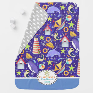 Cute Beach Navy baby blanket