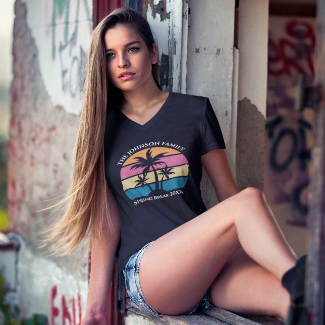 Cute Beach Palm Tree Custom Spring Break Women's T-Shirt (Creator Uploaded)