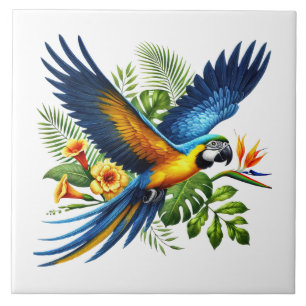 Cute beach parrot lovers ceramic tile