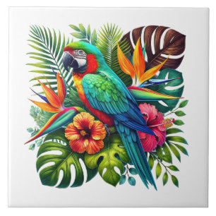 Cute beach parrot lovers  ceramic tile