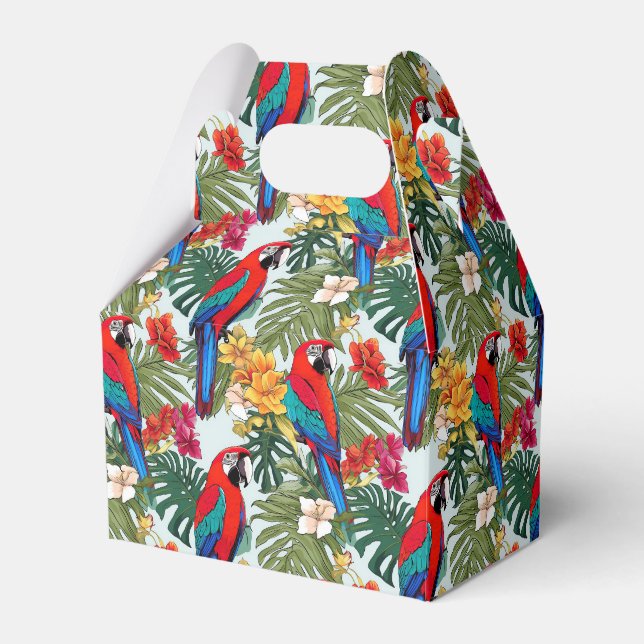 Cute beach parrots tropical pattern  favor boxes (Front Side)