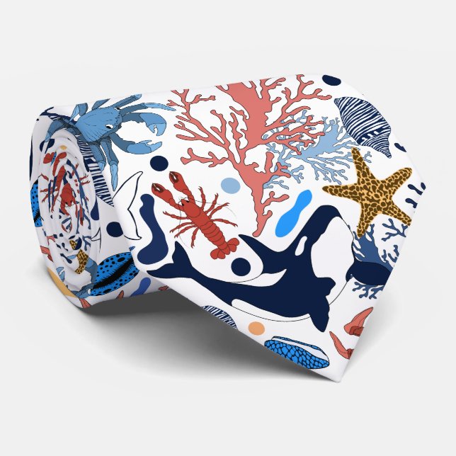 Cute Beach pattern tie (Rolled)