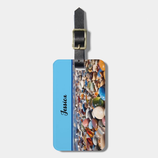 Cute Beach Pebbles  Luggage Tag (Front Vertical)