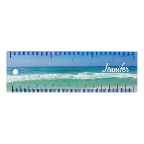 Cute Beach Photo Summer Seaside Monogram Ruler