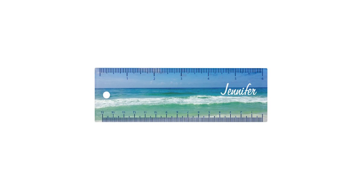 Beach Ruler Cute Beach Photo Summer Seaside Monogram Ruler | Zazzle