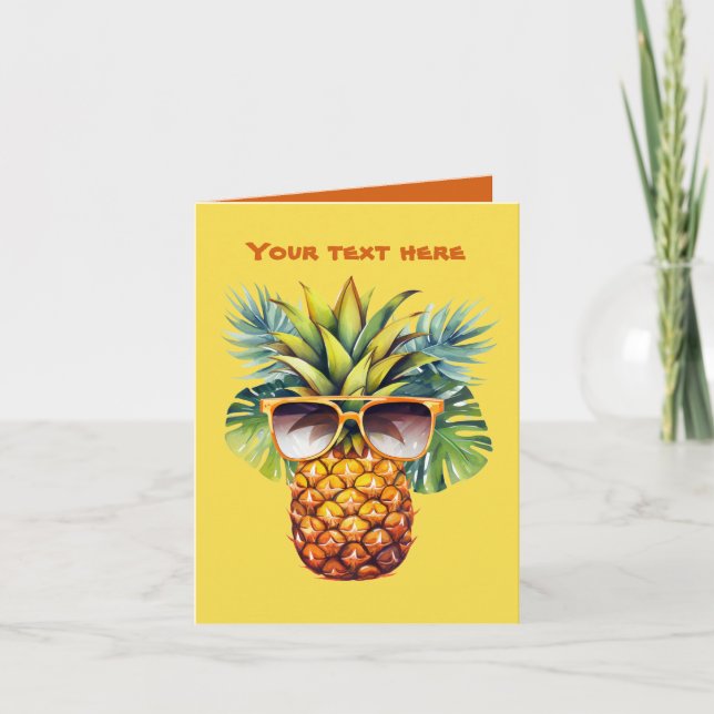 Cute beach pineapple add text card (Front)