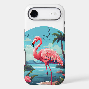 Cute beach pink flamingo add name iPhone 17 air case